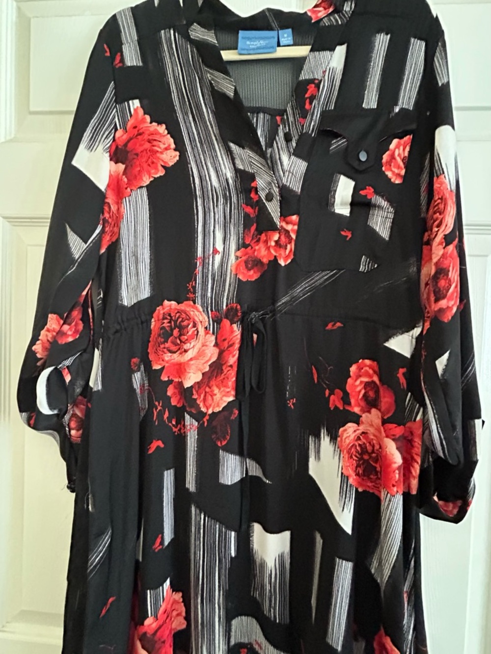 Simply Vera Vera Wang Black High-Low Dress with Red Floral Print